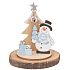 Hölzerner Schneemann mit Baum und Geschenken 10 cm