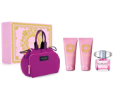Versace Bright Crystal Eau de Toilette 90 ml + Körperlotion 100 ml + Duschgel 100 ml + Handtasche, Geschenkset für Frauen