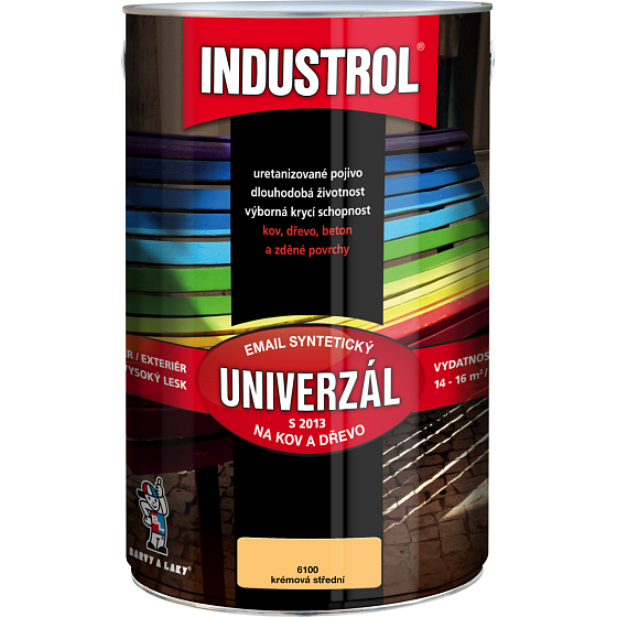 Industrol S2013 universell glänzende Oberfarbe für Metall und Holz, 6100 mittelcremefarben, 4 l
