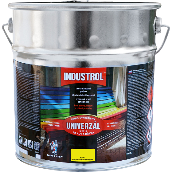 Industrol S2013 universell glänzend Deckfarbe für Metall und Holz, 6201 chromgelb mittel, 9 l