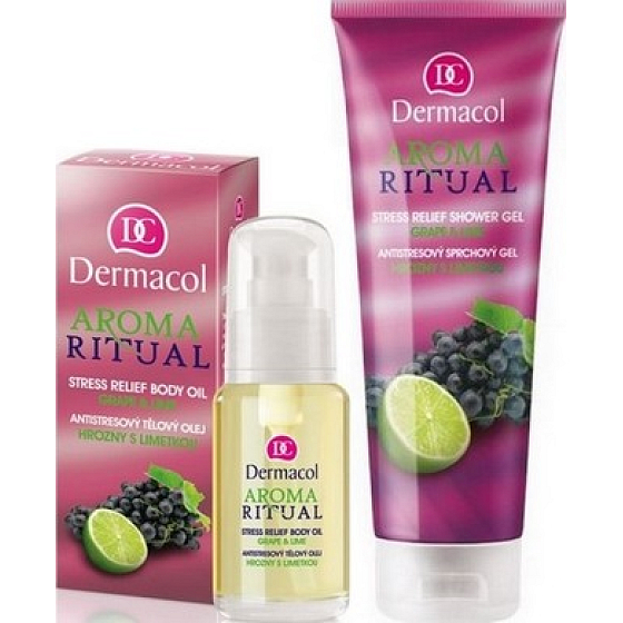Dermacol Aroma Ritual Trauben mit Limette Anti-Stress-Körperöl 50 ml + Duschgel 250 ml, Kosmetikset