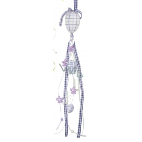 Große Plastikeier mit dekorativen lila Bändern zum Aufhängen von 55 cm