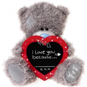 Ich zu dir Teddybär mit Herz mit der Aufschrift Ich liebe dich, weil 25 cm