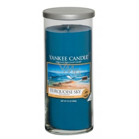 Yankee Candle Turquoise Sky - Duftkerze mit türkisfarbenem Himmeldekor, großes Zylinderglas 75 mm 566 g