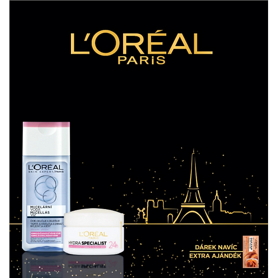 Loreal Paris Triple Active Hydra Specialist Tagescreme 50 ml + Mizellenwasser 200 ml + Glatte Zucker Peeling Glow Peeling 4 ml, Kosmetikset