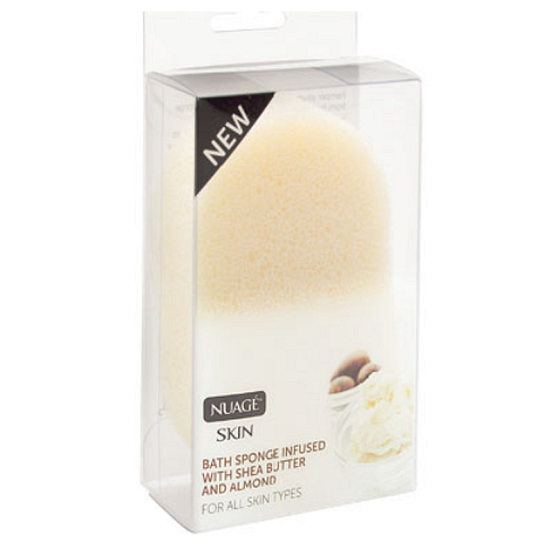 Nuagé Skin Shea Butter & Mandel Badeschwamm mit Shea Butter und Mandeln für alle Hauttypen 11 x 7 cm