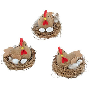 Henne im Nest braun 7 cm 1 Stück