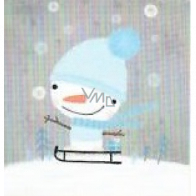 Nekupto Weihnachtsgeschenkkarten Schneemann auf einem Schlitten 6,5 x 6,5 cm 6 Stück