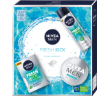 Nivea Men Fresh Kick Aftershave 100 ml + Fresh Kick Antitranspirant Deodorant Spray 150 ml + Fresh Gel Creme für Männer 150 ml, Kosmetikset für Männer