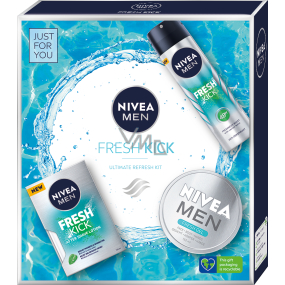 Nivea Men Fresh Kick Aftershave 100 ml + Fresh Kick Antitranspirant Deodorant Spray 150 ml + Fresh Gel Creme für Männer 150 ml, Kosmetikset für Männer