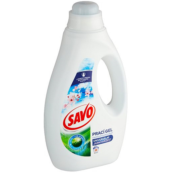 Savo Spring Frische Waschgel mit biologisch abbaubaren Inhaltsstoffen für Weiß- und Buntwäsche 20 Dosen 1 l
