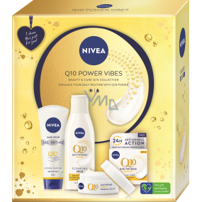 Nivea Q10 Power Vibes Q10 Anti-Age Handcreme 100 ml + Q10 Power Anti-Falten Reinigungslotion 200 ml + Q10 Power Anti-Falten Tagescreme 50 ml, Kosmetikset für Frauen