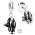 Sterling Silber 925 Schwarze faule Katze, Tierarmband-Anhänger