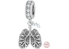 Charms Sterling Silber 925 Anatomische Biologie - Lunge Symbol für den Kontakt mit der Außenwelt, Anhänger für Armband