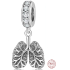 Charms Sterling Silber 925 Anatomische Biologie - Lunge Symbol für den Kontakt mit der Außenwelt, Anhänger für Armband
