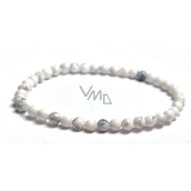 Magnesit / Howlite Armband elastischer Naturstein, Kugel 4 mm / 19 cm, Reinigungsstein