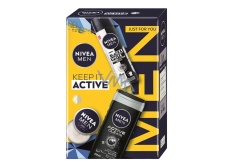 Nivea Men Keep It Active Invisible Black & White Original Antitranspirant Spray 150 ml + Nivea Men Active Clean Duschgel 250 ml + Nivea Men Creme für Gesicht, Körper und Hände 30 ml, Pflegeset für Männer