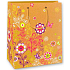 Ditipo Geschenk Papiertüte 18 x 10 x 22,7 cm beige, bunte Blumen