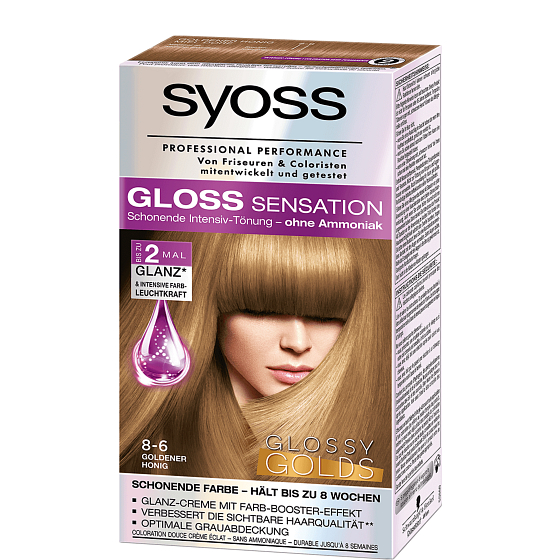 Syoss Gloss Sensation Sanfte Haarfarbe ohne Ammoniak 8-6 Honiggold 115 ml