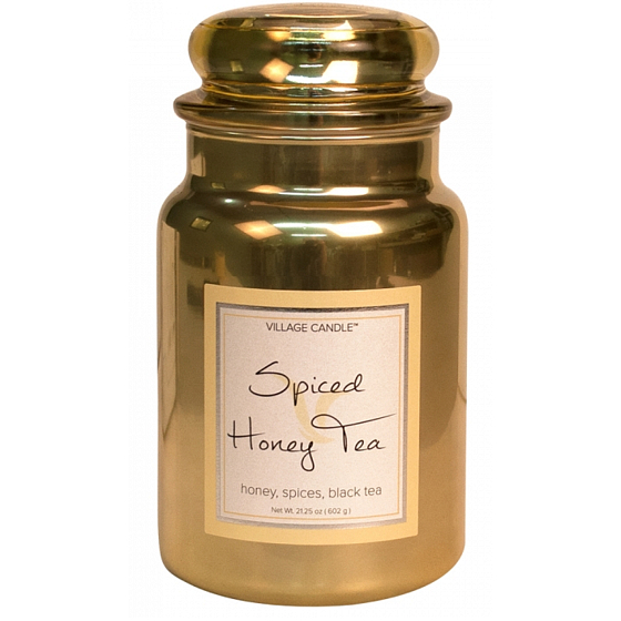 Village Candle Honig- und Gewürztee - Gewürztee Duftkerze im Glas 2 Dochte 602 g