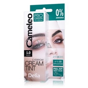 Delia Cosmetics Cameleo Progreen Creme Professionelle Augenbrauenfarbe, Ammoniakfrei 1.0 Schwarz - Schwarz 15 ml