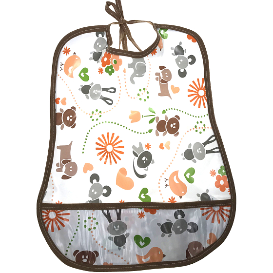Kunststoff Nova Bib Kinder waschbar brauner Tier Saum