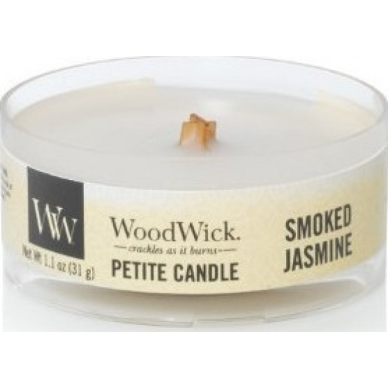 WoodWick Smoked Jasmine - Duftkerze mit rauchigem Jasmin und zierlichem Holzdocht 31 g