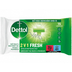 Dettol Fresh 2in1 Desinfektionstücher für Hände und Oberflächen 15 Stück
