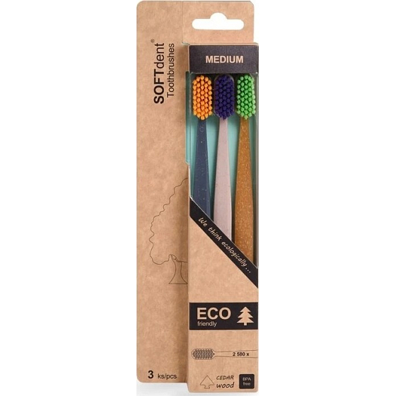 Soft Dent Eco Medium Soft Zahnbürste 3 Stück