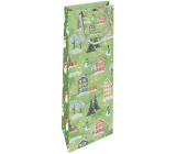 Nekupto Geschenkpapier Tasche für Flasche 33 x 10 x 9 cm Weihnachtshäuser grün