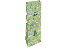 Nekupto Geschenkpapier Tasche für Flasche 33 x 10 x 9 cm Weihnachtshäuser grün