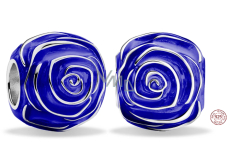 Charm Sterlingsilber 925 Blaue Rose in Blüte, Perle für Armband Natur