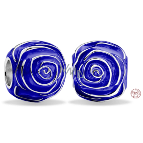 Charm Sterlingsilber 925 Blaue Rose in Blüte, Perle für Armband Natur