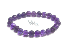 Amethyst Armband elastisch Naturstein, Kugel 8 - 9 mm / 16 - 17 cm, AA Qualität, Stein der Könige und Bischöfe