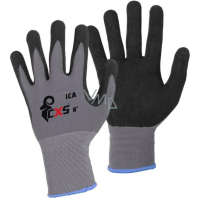 Ica Arbeits-Handschuhe, in Nitril getränkt, grau-schwarz, Größe 7, 1 Paar