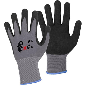 Ica Arbeits-Handschuhe, in Nitril getränkt, grau-schwarz, Größe 7, 1 Paar