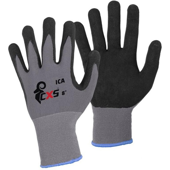 Ica Arbeits-Handschuhe, in Nitril getränkt, grau-schwarz, Größe 7, 1 Paar