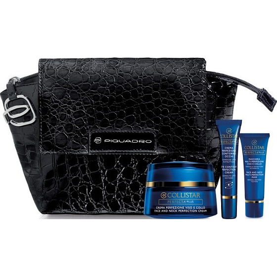 Collistar Perfecta Plus Creme für perfekte Haut für Gesicht und Hals 50 ml + Creme um die Augen 8,5 ml + Gesichtsmaske 20 ml + Beutel, Kosmetikset