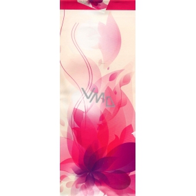Nekupto Geschenk Papiertüte für eine Flasche 36 x 12 x 9 cm Weiß-Pink mit einer Blume ALH
