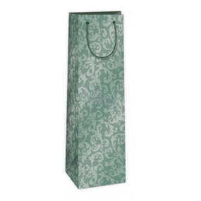 Ditipo Geschenk Papierflaschentasche 12,3 x 7,8 x 36,2 cm grünes Lochmuster