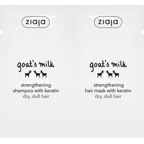 Ziaja Ziegenmilch mit Keratin Haarshampoo 7 ml + Ziegenmilch Haarmaske 7 ml, Beutel