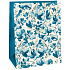 Ditipo Kraft Geschenktüte 22 x 10 x 29 cm weiße, blaue Blumen