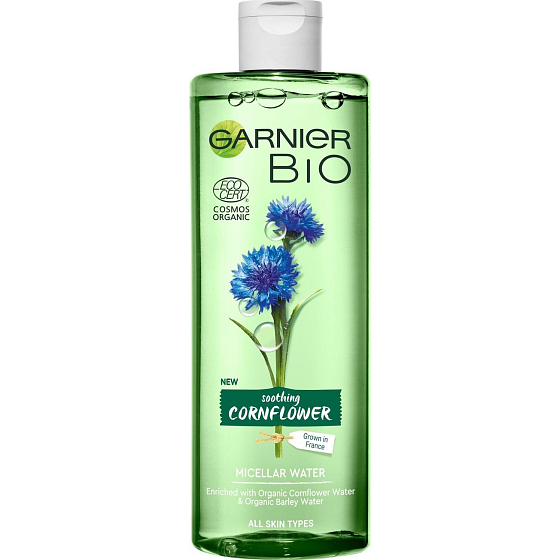 Garnier Bio Beruhigendes Kornblumenwasser aus Kornblumen- und Gerstenmizellenwasser für alle Hauttypen 400 ml