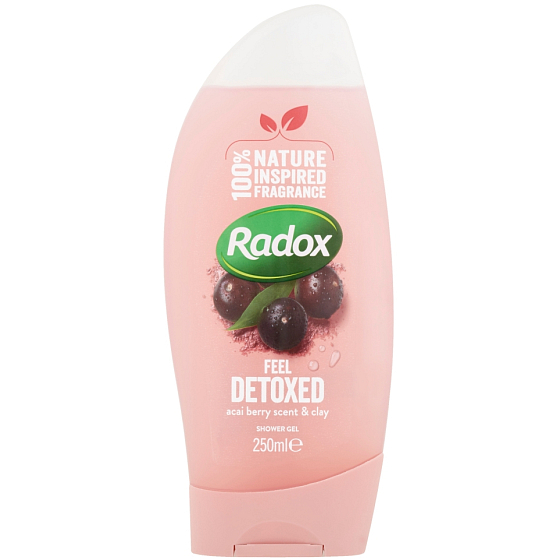 Radox Feel Detoxed erfrischende Mischung aus Tonerde und Acai-Beeren-Duft belebendes Duschgel 250 ml