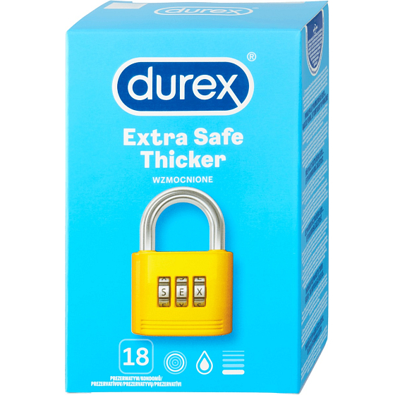 Durex Extra Safe Dickere Latexkondome, stärker, nominale Breite: 56 mm 18 Stück