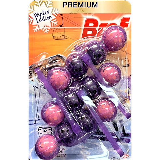 Bref Color Aktiv Skiing Fox Toilettenblock für hygienische Sauberkeit und Frische Ihrer Toilette, färbt das Wasser in einem lila Farbton 3 x 50 g