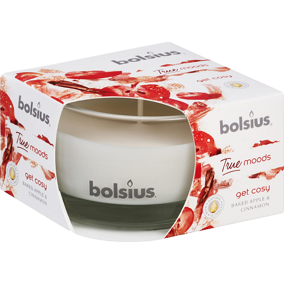Bolsius True Moods Get Cosy Baked Apple & Cinnamon - Duftkerze mit Bratapfel und Zimt in Glas 90 x 63 mm