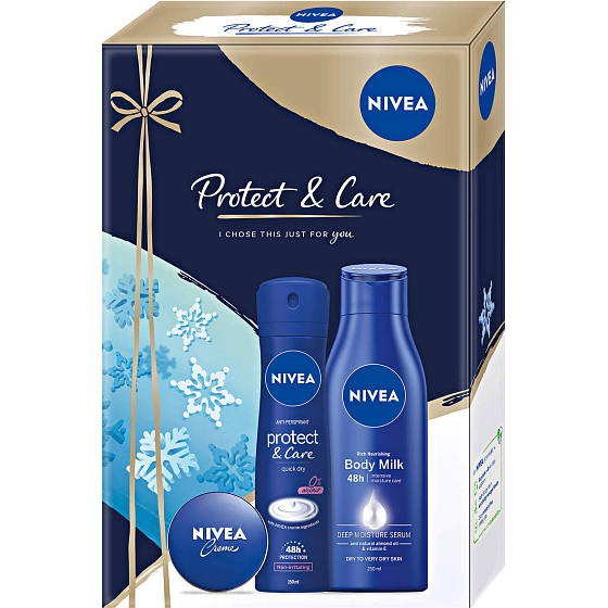 Nivea Protect & Care Body Milk Körperlotion 250 ml + Antitranspirant Spray 150 ml + Creme 30 ml, Kosmetikset