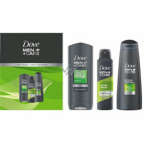 Dove Men + Care Extra Fresh Duschgel 250 ml + Antitranspirant Deo Spray 150 ml + 2 in 1 Haarshampoo 250 ml, Kosmetikset