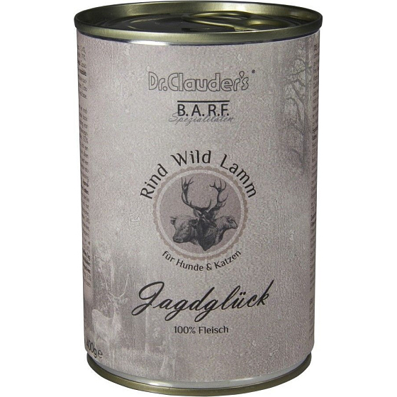 Dr. Clauders BARF Wild + Lamm + Rind Alleinfuttermittel für ausgewachsene Hunde und Katzen mit Futtermittelunverträglichkeiten 400 g